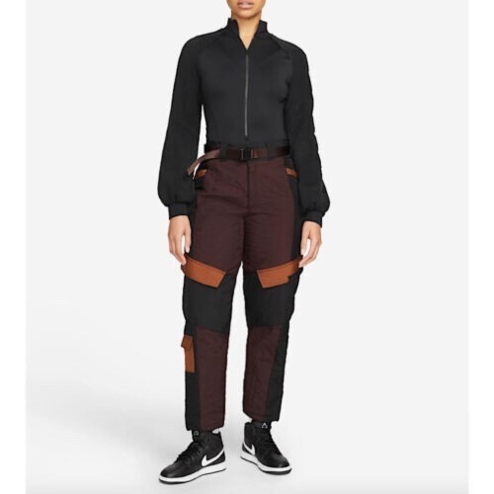Nike Jordan Brown Black Cozy Nylon Utility Pants DJ2731 Women's Size Large NEW